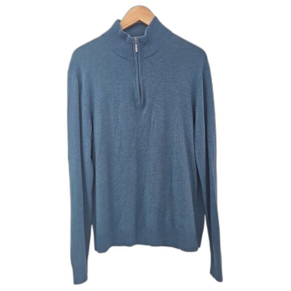 Qi New York Wool Cashmere Half Zip Sweater SzL Minimalist Quiet Luxury Cozy Luxe - Picture 1 of 15